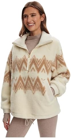 Varley, Women's, Betty Jacquard 1/2 Zip, Light Taupe, XX-Small at